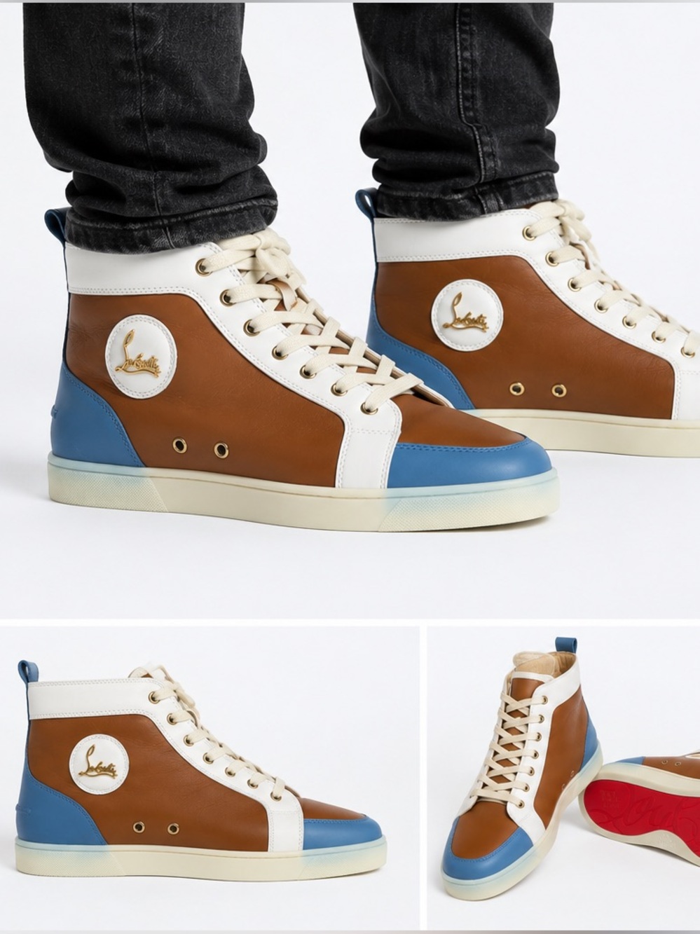 Christian Louboutin Louis Men’s High Top Sneakers EU 44/US 11 Multicolor Leather